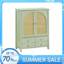SoBuy FSB72-GR Armario para zapatos, mueble de cocina, aparador con puertas con diseño de celosía, armario, mueble de almacenamiento, cómoda, color verde