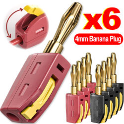 1-6 uds portátil 32A 4mm conector Banana sin soldadura conexión rápida conectores chapados en oro de alta corriente amplificador de altavoces de Audio de cobre