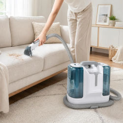 Limpiador de Telas Portátil de 450W, Máquina Multifuncional para Limpiar Alfombras y Sofás con Succión de 10KPA, Tanque de Agua Doble, Aspiradora Húmeda Silenciosa ≤82dB para Eliminar Manchas en el