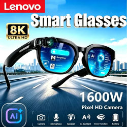 Gafas Inteligentes Lenovo 8K 1800MP con IA, Llamadas Manos Libres, Traducción por IA, Registro de Conversaciones por IA, Reproducción de Música, Gafas de Sol Inteligentes para Hombre y Mujer