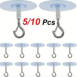 Ganchos adhesivos para techo, sin perforaciones, adecuados para colgar lámparas, plantas, cortinas móviles, ganchos multifuncionales, 5/10 Uds.