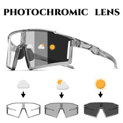 Gafas de sol deportivas fotocromáticas de una pieza: montura envolvente de gran tamaño, ajuste cómodo UV400 para ciclismo, pesca y viajes