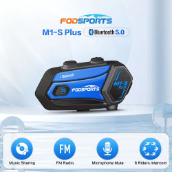 Fodsports-intercomunicador M1-S Plus para casco de motocicleta, interfono con auriculares Bluetooth, 8 conductores, 2000M, para compartir música, Radio FM