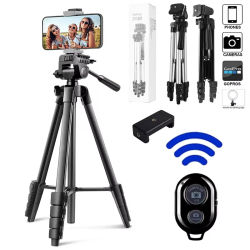 Trípode ligero para cámara de 102cm, trípode portátil para cámara móvil, soporte para cámara de escritorio compatible con Bluetooth, monopié para teléfono inteligente