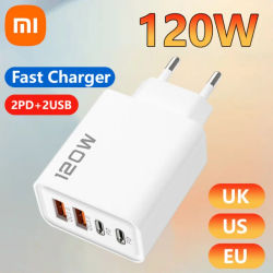 Xiaomi 120W 4 puertos USB tipo C cargador Cable de datos de carga rápida adaptador de cargador de teléfono USB para Samsung iPhone Huawei cargador nuevo