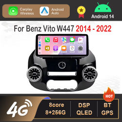 Sistema Inteligente Android 14 para Mercedes Benz Vito W447 2014-2022, Reproductor Multimedia de Video y Radio para Auto, Ventilador de Refrigeración, Bluetooth