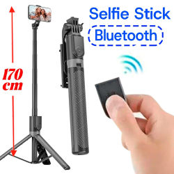 Palo de Selfie de 170 cm para Teléfono Inteligente, Trípode Reforzado con Bluetooth, Trípode Multifuncional Portátil para Teléfono Celular con Control Remoto
