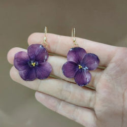 Pendientes de Plantas Naturales Hechos a Mano con Resina Epoxi, Pendientes de Flores Naturales, Pendientes Colgantes de Flores Prensadas Únicos, Joyería Personalizada
