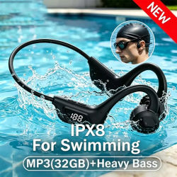 Auriculares Inalámbricos de Conducción Ósea, Auriculares Bluetooth Deportivos para Natación, Compatibles con Bluetooth, Manos Libres con Micrófono