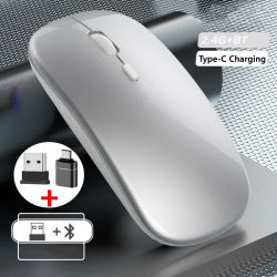 Ratón inalámbrico para juegos Compatible con Bluetooth (modo Dual: BT + 2,4 Ghz) Ratones ergonómicos recargables para PC/portátil/Macbook ﻿