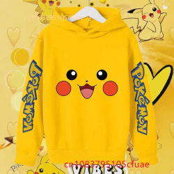 Conjunto de Sudadera con capucha amarilla de Pokemons Kawaii, ropa para niños, ropa para niñas, sudadera de cumpleaños de Pikachu de otoño para bebés, Top + Pantalones para niños