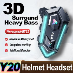 Y20 casco de motocicleta auriculares Bluetooth BT5.3 llamada con manos libres reducción de ruido inalámbrica auriculares impermeables con luz RGB
