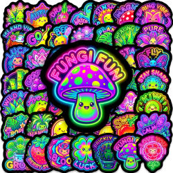 50/100PCS Pegatinas de Dibujos Animados Fluorescentes de Neón con Plantas y Frutas, Lindas Pegatinas Decorativas de Dopamina para Papelería, Patinetas, Teléfonos y Botellas de Agua
