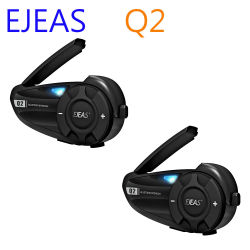 EJEAS Q2 Bluetooth 5,1 casco de motocicleta auriculares intercomunicador par rápido hasta 2 conductores interfono inalámbrico auricular impermeable