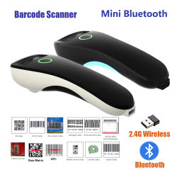 Mini escáner de código de barras portátil, 2,4G, inalámbrico/Bluetooth/USB, 1D, 2D, matriz de datos QR, lector PDF417 con función de almacenamiento