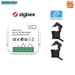 Medidor de Energía Inteligente ZigBee Bidireccional de 1, 2 Canales con Transformador de Corriente, Monitor de Energía por Aplicación, 80A 110V/240V 50/60Hz