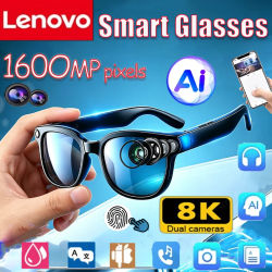 Gafas de sol inteligentes Lenovo con cámara AI 8K, multifuncionales, con traducción, llamadas Bluetooth, reproductor de música, asistente de voz, para mujeres y hombres