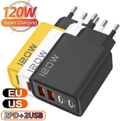 Cargador Rápido de 120W Tipo C, Carga Rápida 3.0, Adaptador de Cargador USB para iPhone, Samsung, Xiaomi, Cargador USB PD, Enchufe de Carga Rápida