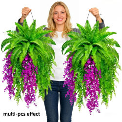 5 Piezas de Plantas Artificiales Combinadas DIY: Helecho de Boston y Violeta Persa, Hiedra Persa para Montaje en Pared, Planta de Pared Verde 2026