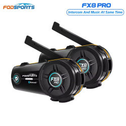 2 Intercomunicadores Bluetooth para Motocicleta Fodsports FX8 Pro, Auriculares para Casco, 8 Motociclistas, 2000m, Radio FM