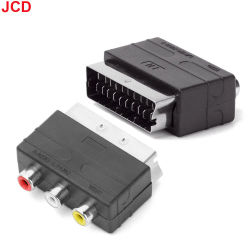 JCD 1 Uds. Conector macho Scart de alta calidad a 3RCA Phono hembra AV TV Audio Video adaptador entrada para PS4 para WII DVD VCR