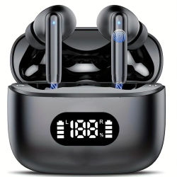 Auriculares inalámbricos 40dB con cancelación de ruido Bluetooth 5,3 auriculares 6 micrófonos ENC con pantalla LED llamada HD auriculares TWS modo de transparencia