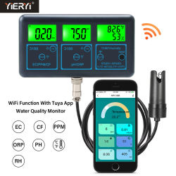 Medidor de PH WiFi temperatura TDS(ppm) EC ORP probador de agua aplicación Tuya Monitor inteligente analizador Digital para acuarios hidropónicos piscina