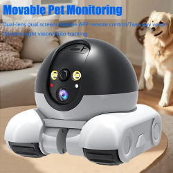 Cámara Robot de doble lente WIFI monitoreo de pantalla Dual 1080P HD PTZ cámara de vigilancia de seguridad IP seguimiento automático Monitor de mascotas para bebés