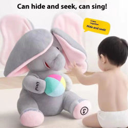 Juguete de peluche de elefante para jugar al escondite, juguete musical interactivo para bebés, para calmar a los niños, juguetes de entrenamiento, regalo para niños