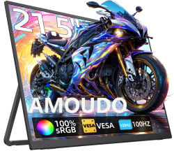 Monitor Portátil Amoudo de 21.5 Pulgadas, 1080P, 100Hz, Compatible con VESA, Monitor Portátil de Pantalla Ancha