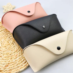 Estuche de cuero PU para gafas de sol, caja protectora ligera y práctica, bolsa de color sólido, fácil de llevar