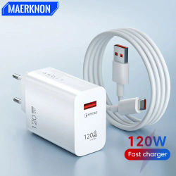 Cargador rápido USB de 120W, Cable USB C 3,0 de carga rápida, Cable de carga tipo C, adaptador de cargador de teléfono para iPhone 14, Xiaomi, Samsung y Huawei