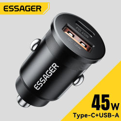 Essager 45W cargador de coche PD QC 3,0 PPS USB tipo C carga rápida para iPhone 16 15 14 13 Samsung Xiaomi Huawei cargador de teléfono móvil