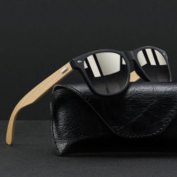 Gafas de sol cuadradas Vintage de madera de bambú a la moda, gafas de sol de madera para hombres y mujeres, gafas de sol de diseñador de marca de lujo para conducir y pescar, gafas UV400