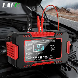 EAFC 12V 6A cargador de reparación de pulsos de energía cargador de batería de coche pantalla LED Moto camión cargador de batería batería de plomo ácido seco húmedo