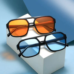 Gafas de sol redondas con montura de Pc para hombre y mujer, lentes cuadradas de marca Vintage, antideslumbrantes, nuevas