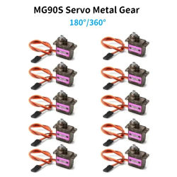 1/4/10 Uds MG90S Servo todo Metal Gear 9g 180 360 SG90 versión mejorada para helicóptero avión barco coche MG90 Trex 450 RC Robot