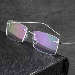 Gafas de negocios sin montura para hombre y mujer, anteojos recetados ópticos de lujo de titanio puro ultraligeros, gafas de moda, gafas de gran tamaño