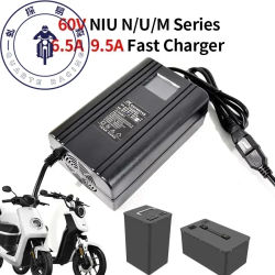 Para cargador NIU Nqi NQis N M U 60V 6.5A 9.5A cargador rápido de batería de litio con pantalla cargador de motocicletas