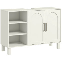 HOMCOM Mueble bajo Lavabo Mueble de Baño Moderno con 2 Puertas y Estantes Ajustables 90x30x63 cm Crema
