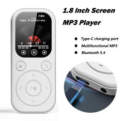 Reproductor de MP3 portátil, 1,8 pulgadas, tipo C, Bluetooth 5,4, teclas táctiles compatibles, música estéreo con altavoz HiFi, grabación de Radio FM, libro electrónico