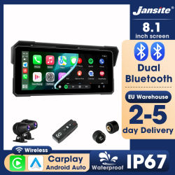 Jansite Pantalla Digital Portátil para Motocicleta de 7/8.1 Pulgadas con Bluetooth Inalámbrico, Carplay, Android Auto, Navegación, TPMS, Resistente al Agua IP67