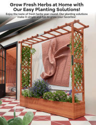 Jardinera Elevada de Madera con Enrejado y Toldo – Macetero Independiente con Soportes Laterales y Orificios de Drenaje – Perfecta para Plantas Trepadoras, Enredaderas, Flores y Hierbas – Jardinera
