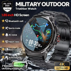 2025 nuevo reloj inteligente para hombres 1,85 pulgadas Ultra HD 710 mAh relojes inteligentes militares de larga duración 400 + Dial Fitness BT llamadas Smartwatch