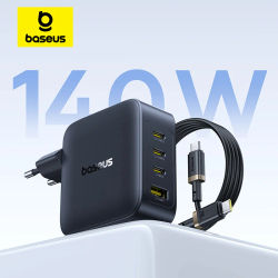 【Nueva venta】Baseus 140W GaN cargador PD cargador USB C carga rápida para Macbook Tablet cargador de teléfono para iPhone 17 16 15 14