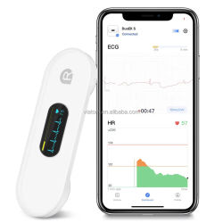 Dispositivo de monitoreo de ECG de bolsillo con pantalla OLED Monitor de ECG Bluetooth para forma de onda de ritmo, aplicación gratuita de análisis AI con iOS/Android