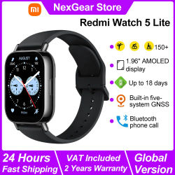 Reloj inteligente Xiaomi Redmi Watch 5 Lite, pantalla AMOLED de 1,96 ", monitoreo del ritmo cardíaco y oxígeno en sangre, reloj inteligente con llamadas telefónicas Bluetooth