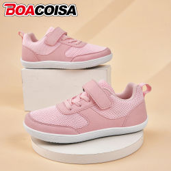 Zapatos para niños, punta ancha, descalzos, para niños, niñas, zapatillas de deporte para bebés, malla ligera con gancho y bucle, tenis artificiales para niños pequeños