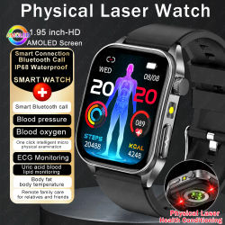 Nuevo Reloj Inteligente 2026 con Terapia Láser de 650nm, Monitor de Salud Preciso con ECG, para Medir Grasa en Sangre, Ácido Úrico y Presión Arterial, para Hombres