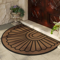 Alfombra Antideslizante Semicircular, Alfombra Boho Lavable, Alfombra Floral Absorbente para Entrada, Alfombra para Interior y Exterior